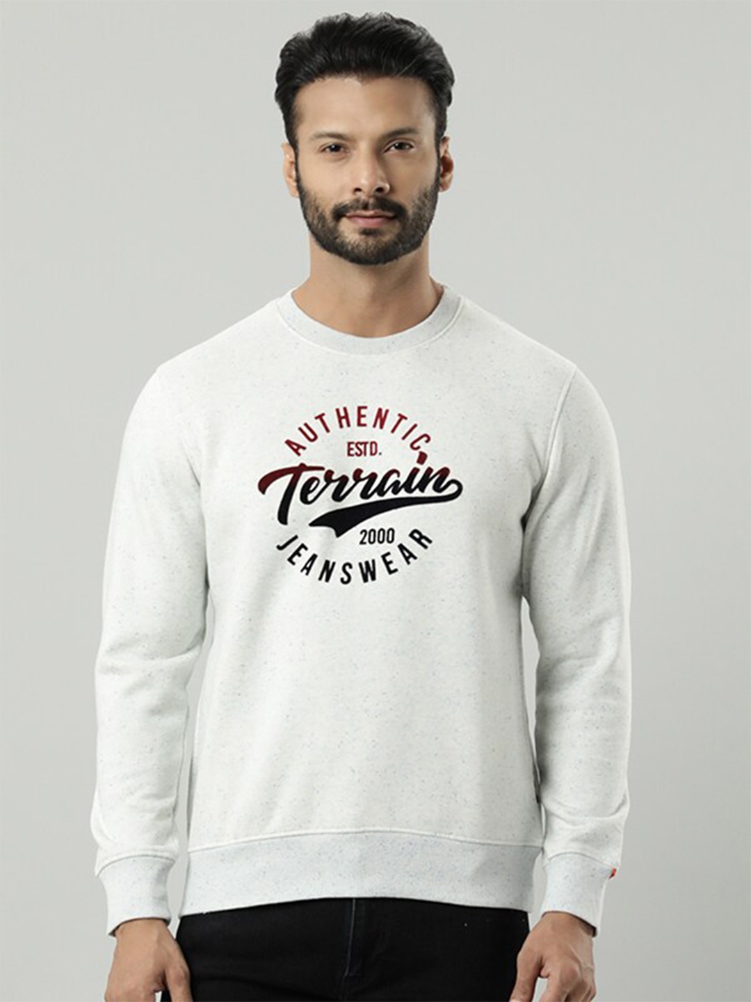 

Indian Terrain Typography Printed Pullover Sweatshirt, White