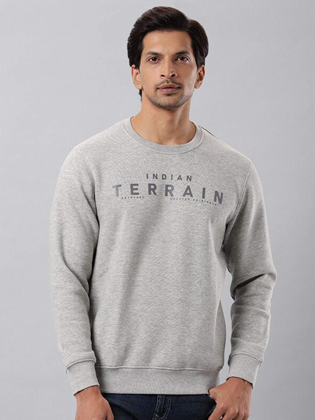 

Indian Terrain Typography Printed Pullover Sweatshirt, Grey