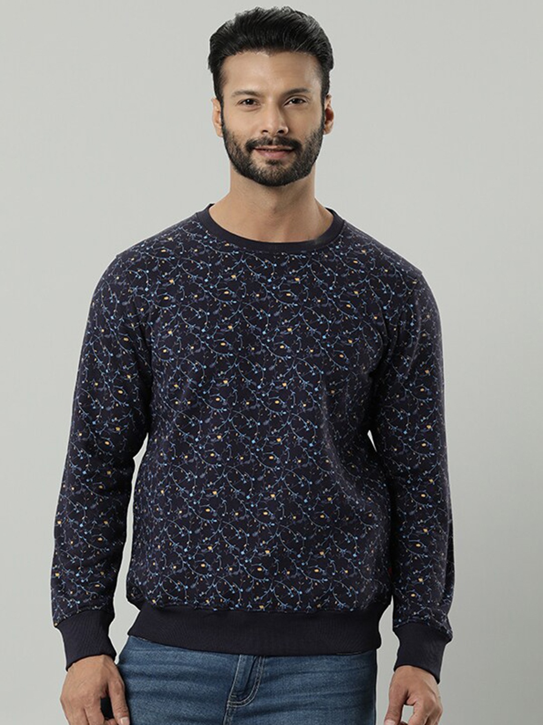 

Indian Terrain Floral Printed Pullover Sweatshirt, Navy blue