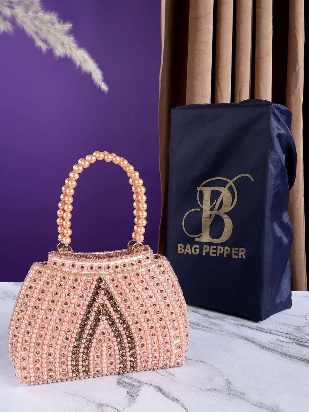 

Bag Pepper Embellished PU Structured Handheld Bag, Pink
