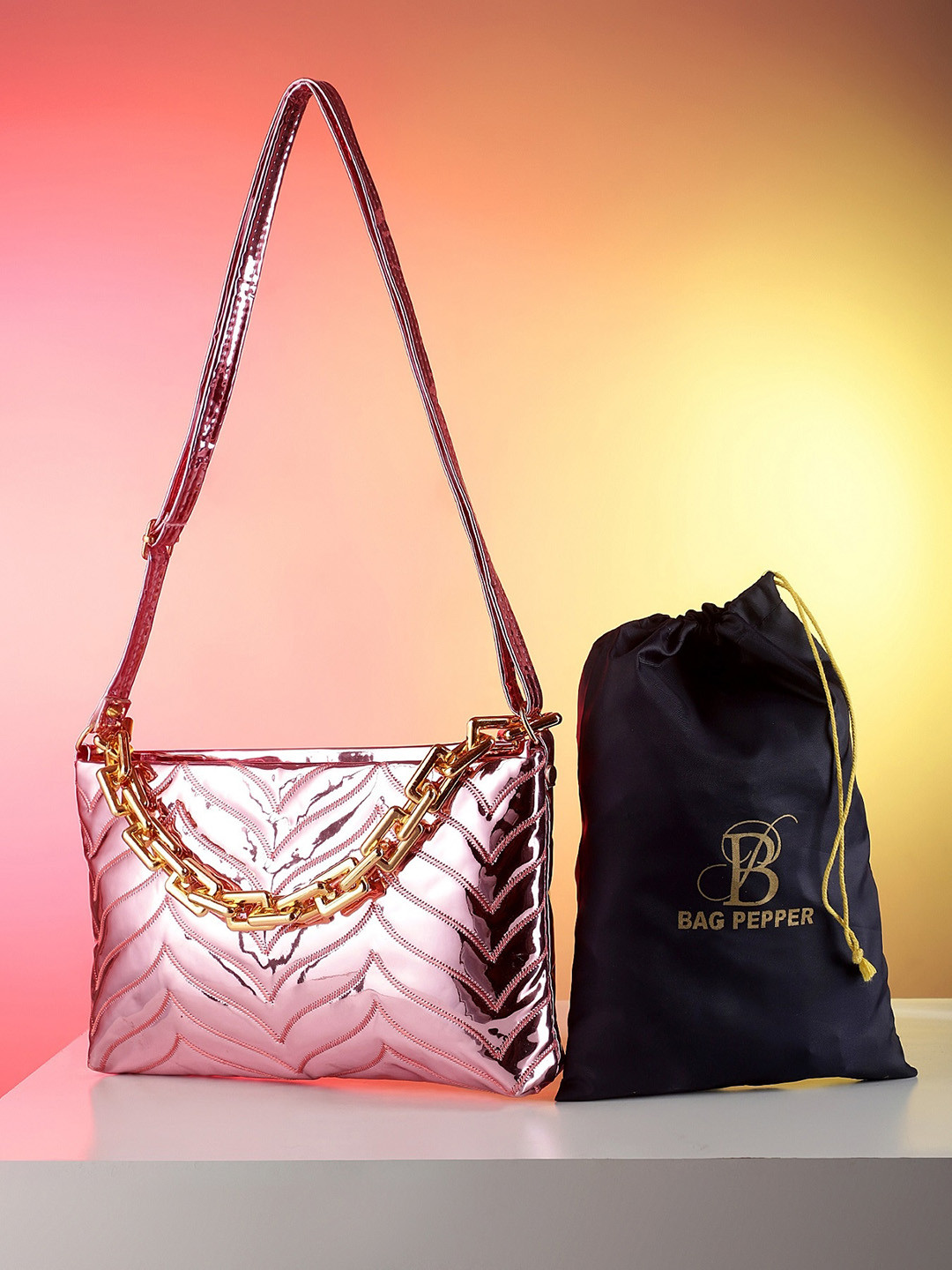 

Bag Pepper Structured Shoulder Bag With Quilted, Pink