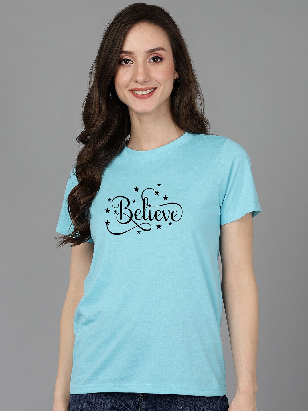 

Adyavastram Typography Printed Round Neck Regular Fit Cotton T-shirt, Blue
