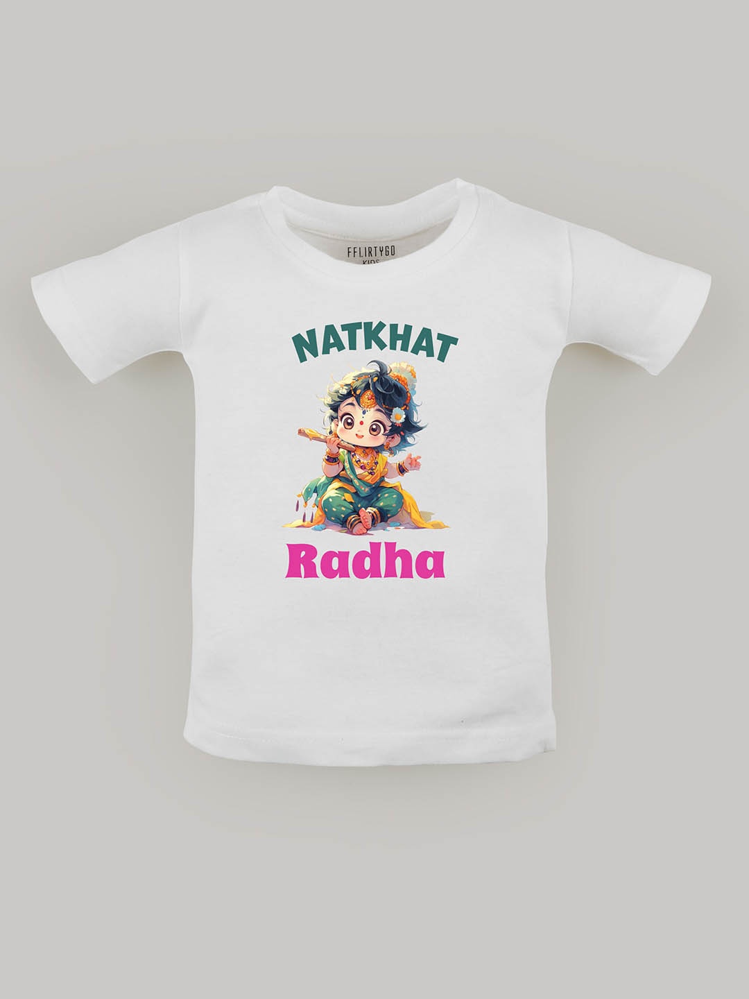 

FFLIRTYGO Kids Graphic Printed Pure Cotton T-shirt, White