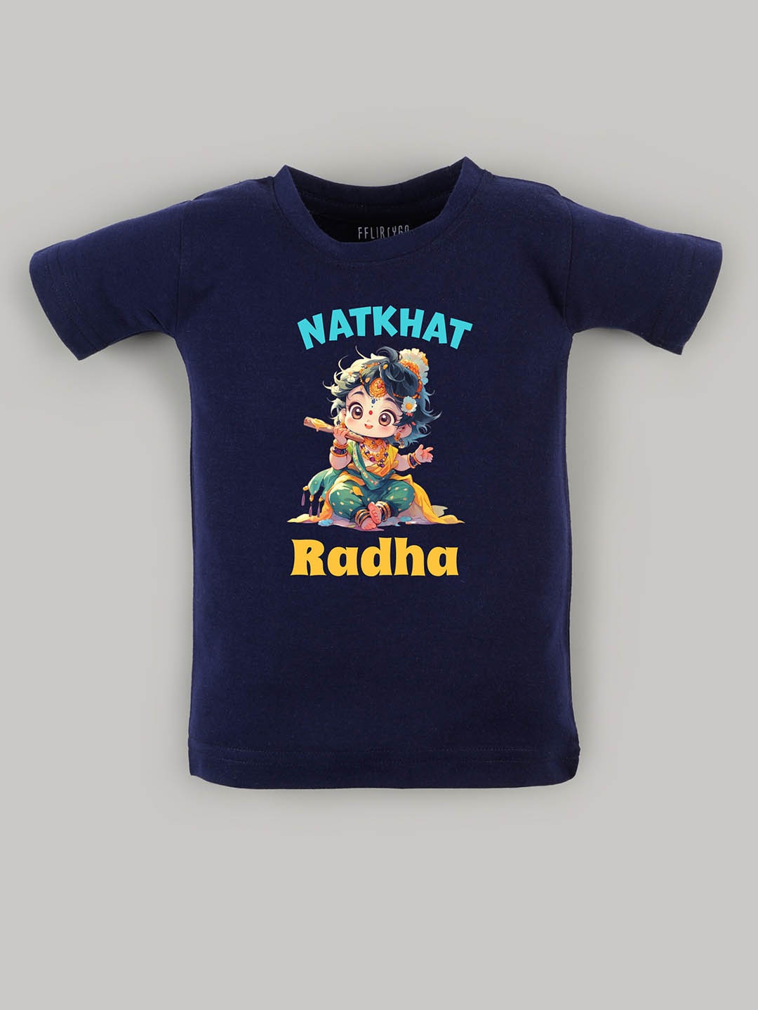 

FFLIRTYGO Kids Graphic Printed Pure Cotton T-shirt, Navy blue