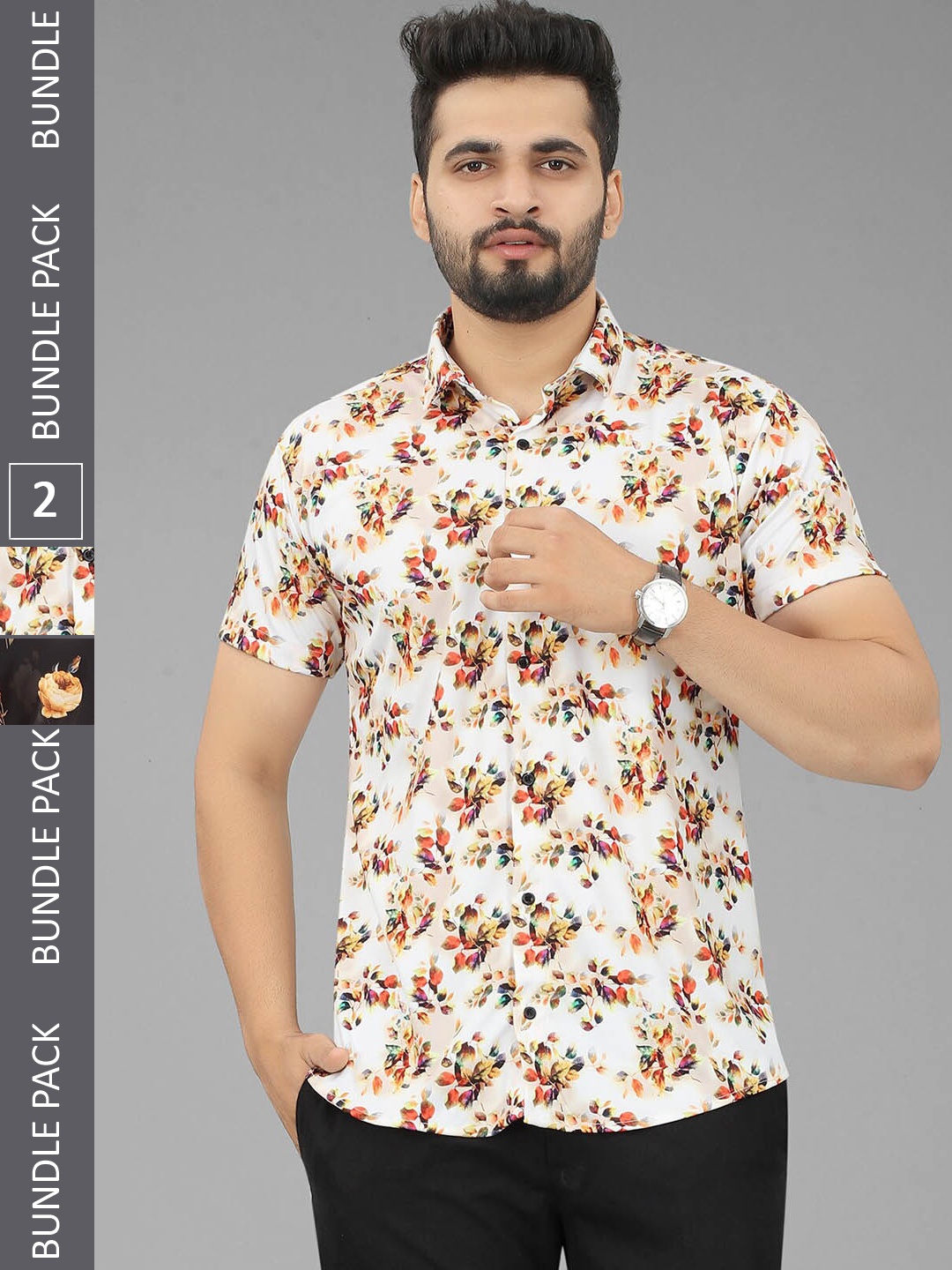 

N N ENTERPRISE Pack Of 2 Printed India Slim Opaque Casual Slim Fit Shirt, White