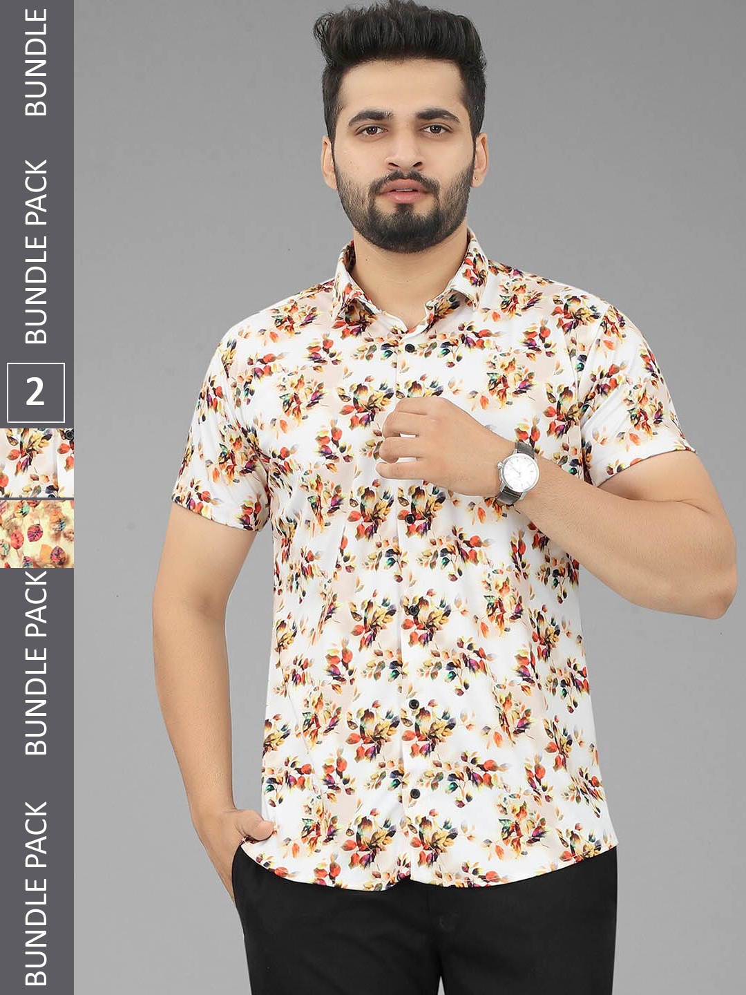 

N N ENTERPRISE India Slim Pack Of 2 Floral Opaque Printed Casual Shirt, White