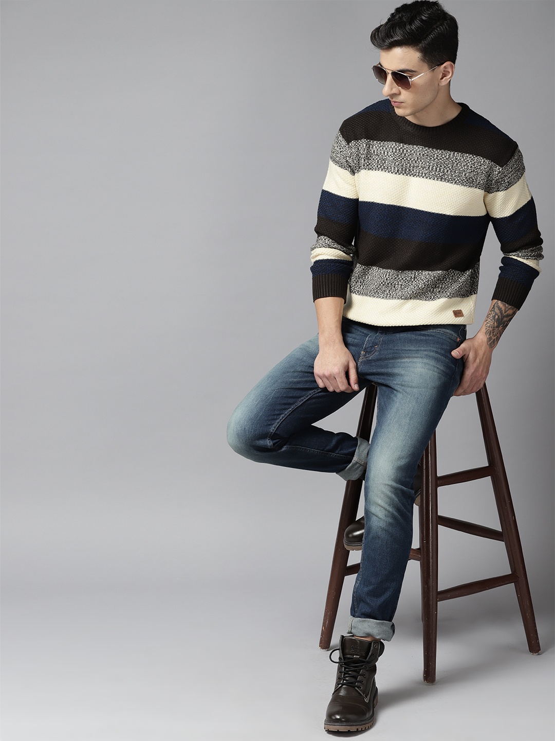 

Roadster Men Striped Pullover, Multi