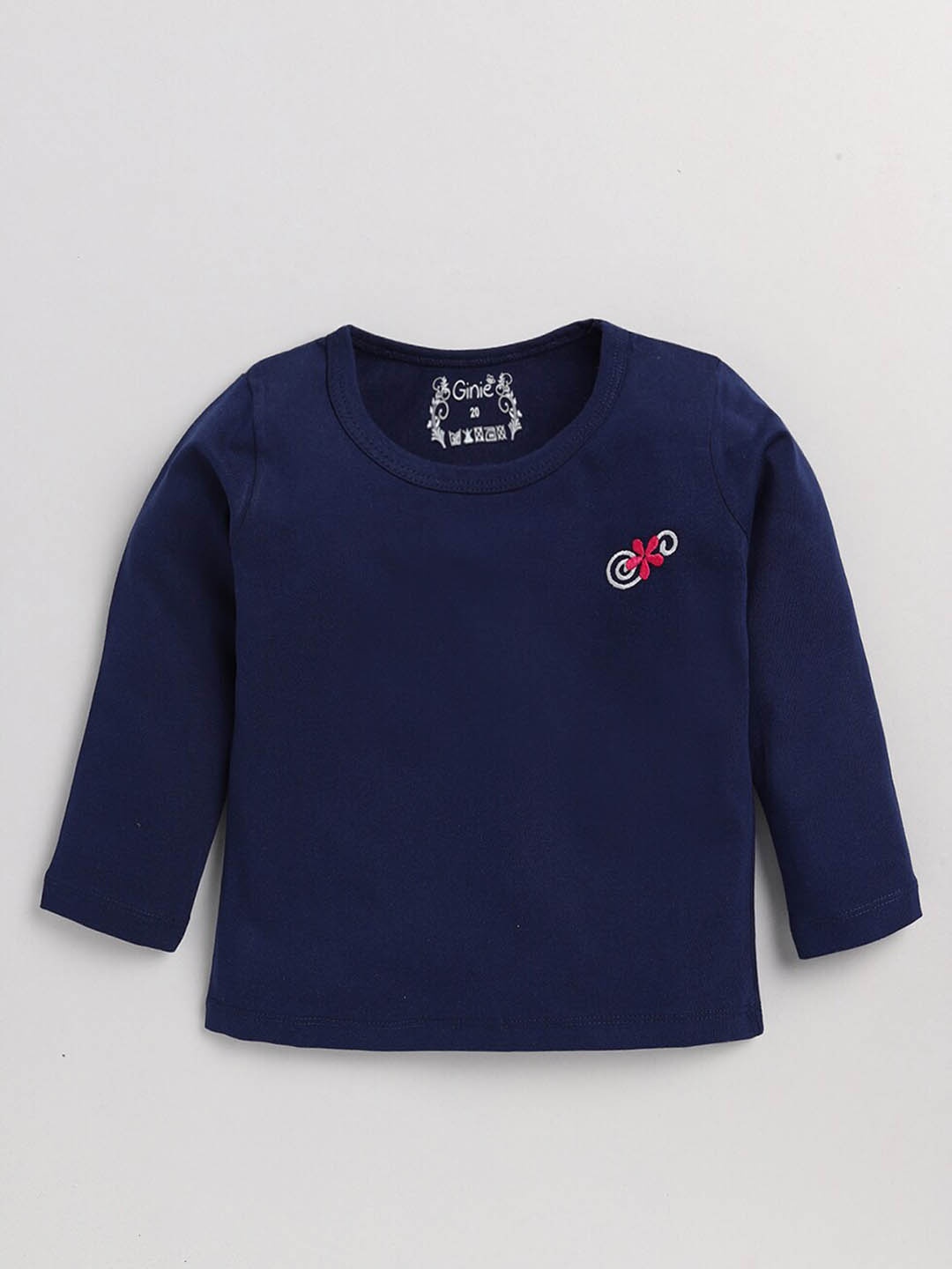 

Ginie Girls Round Neck Cotton Top, Navy blue