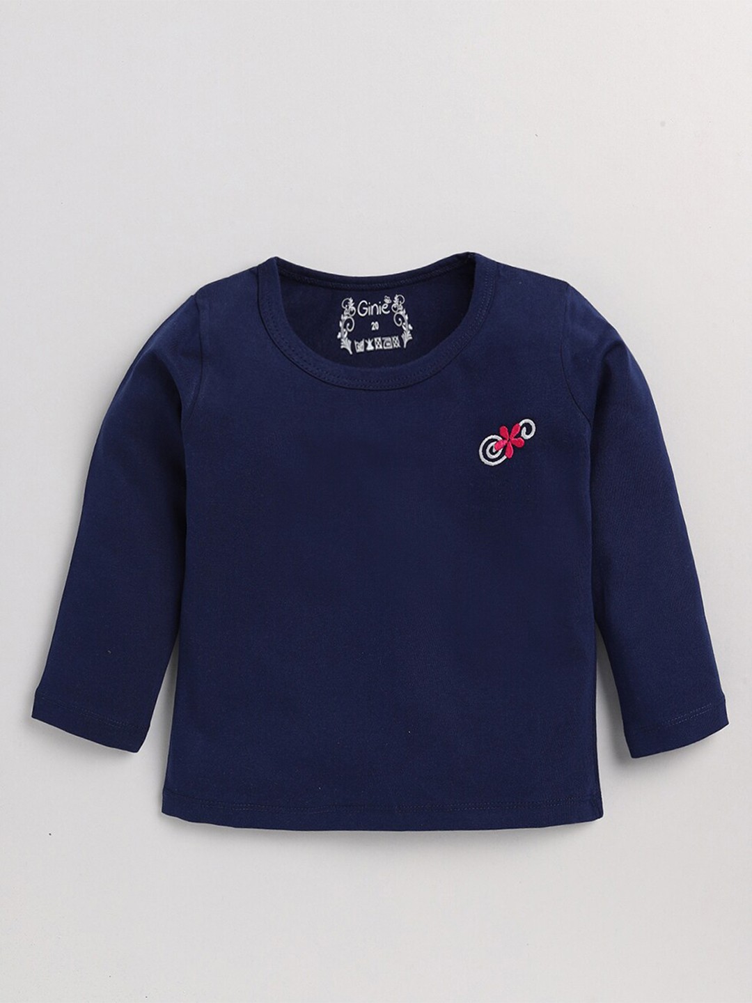 

Ginie Girls Round Neck Cotton Top, Navy blue