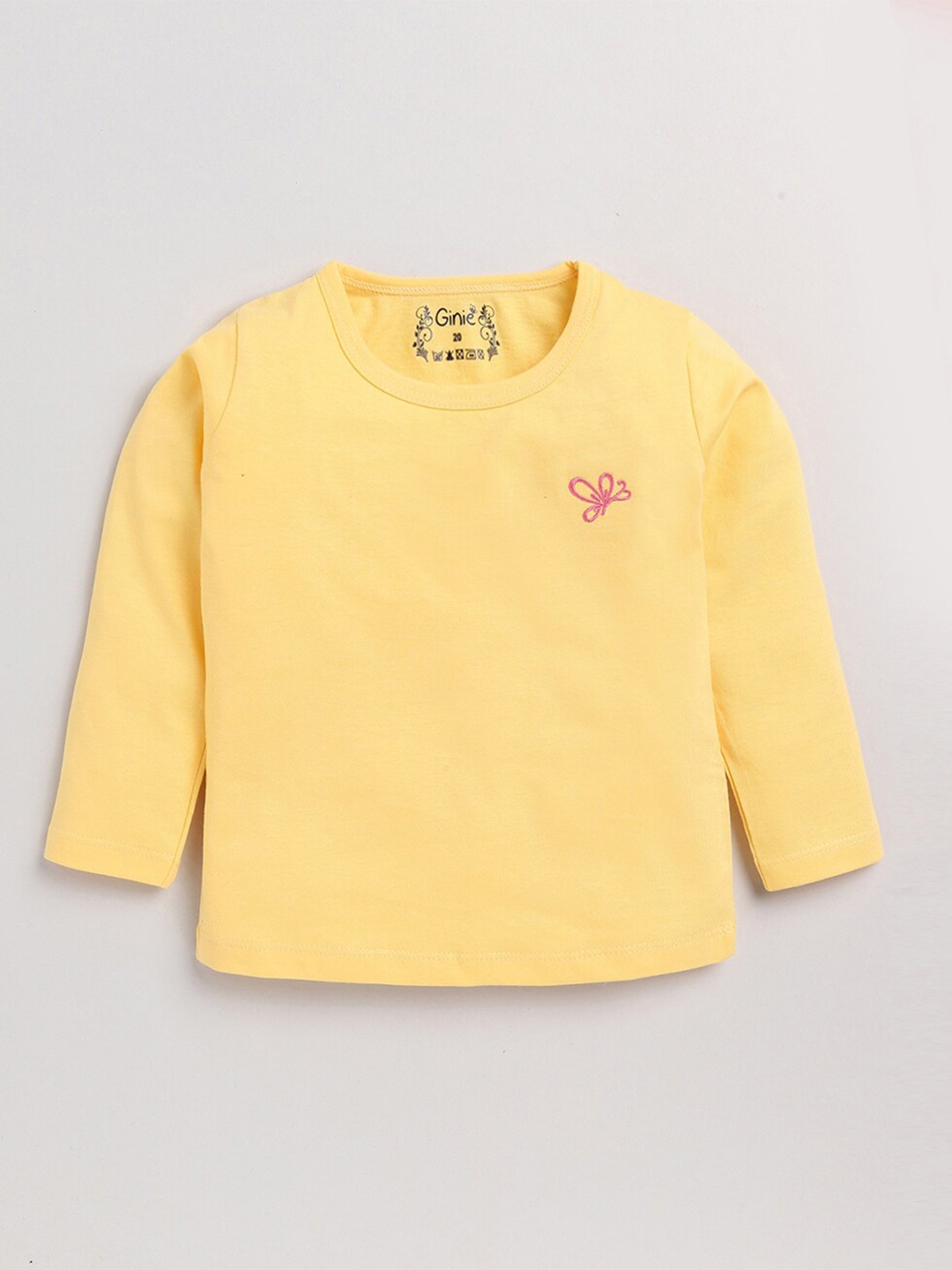 

Ginie Girls Round Neck Cotton T-shirt, Yellow