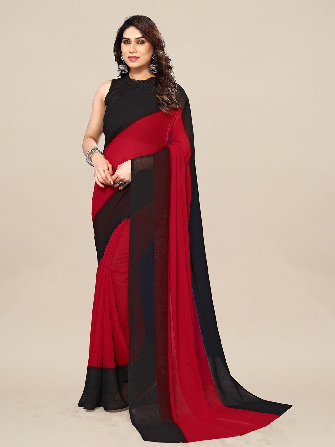 

ANAND SAREES Pure Georgette Saree, Red