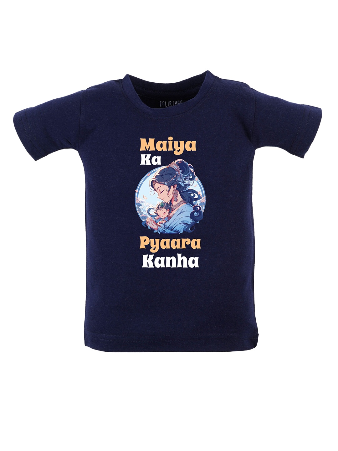 

FFLIRTYGO Kids Graphic Printed Pure Cotton T-shirt, Navy blue