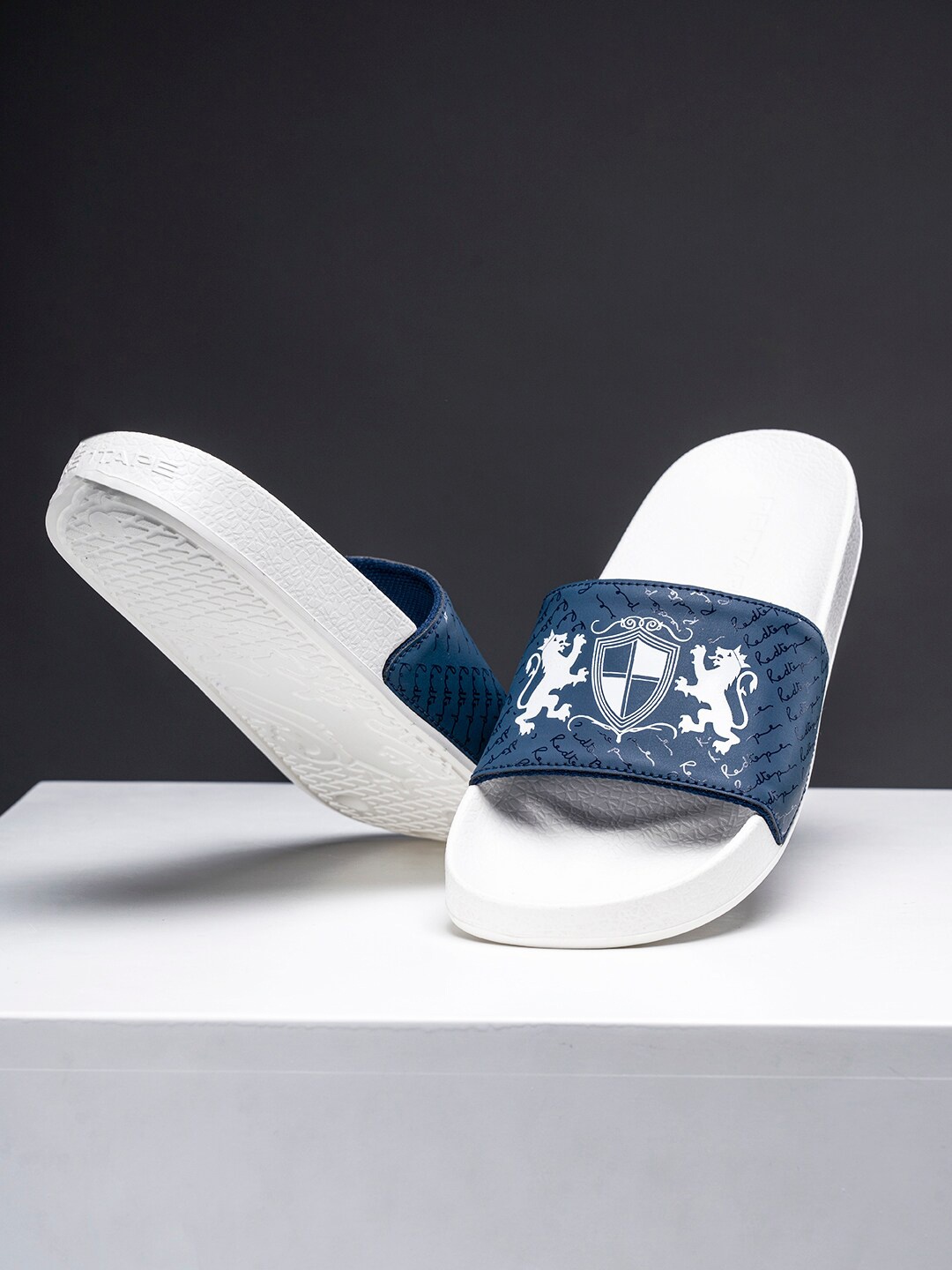 

Red Tape Men Printed Sliders, Navy blue