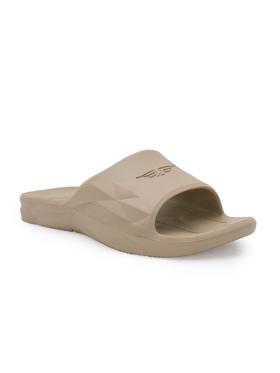 

Red Tape Men Brand Logo Self Design Rubber Sliders, Beige