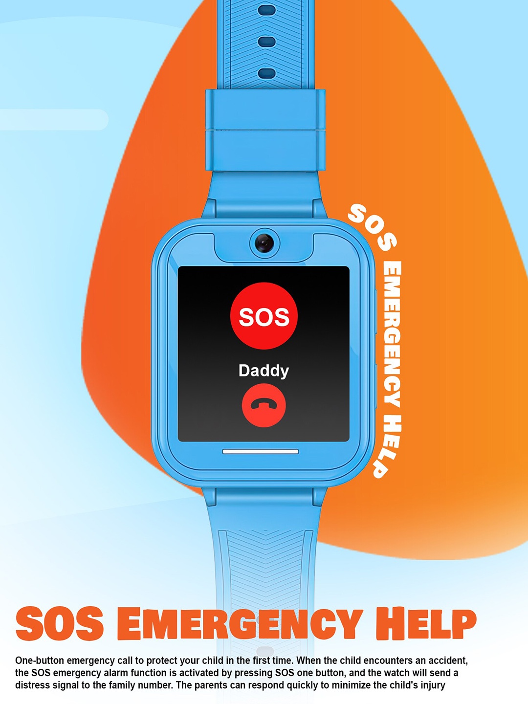 

Spiky Unisex Kids Calling SOS Camera LBS Location Tracking Smart Watch, Blue