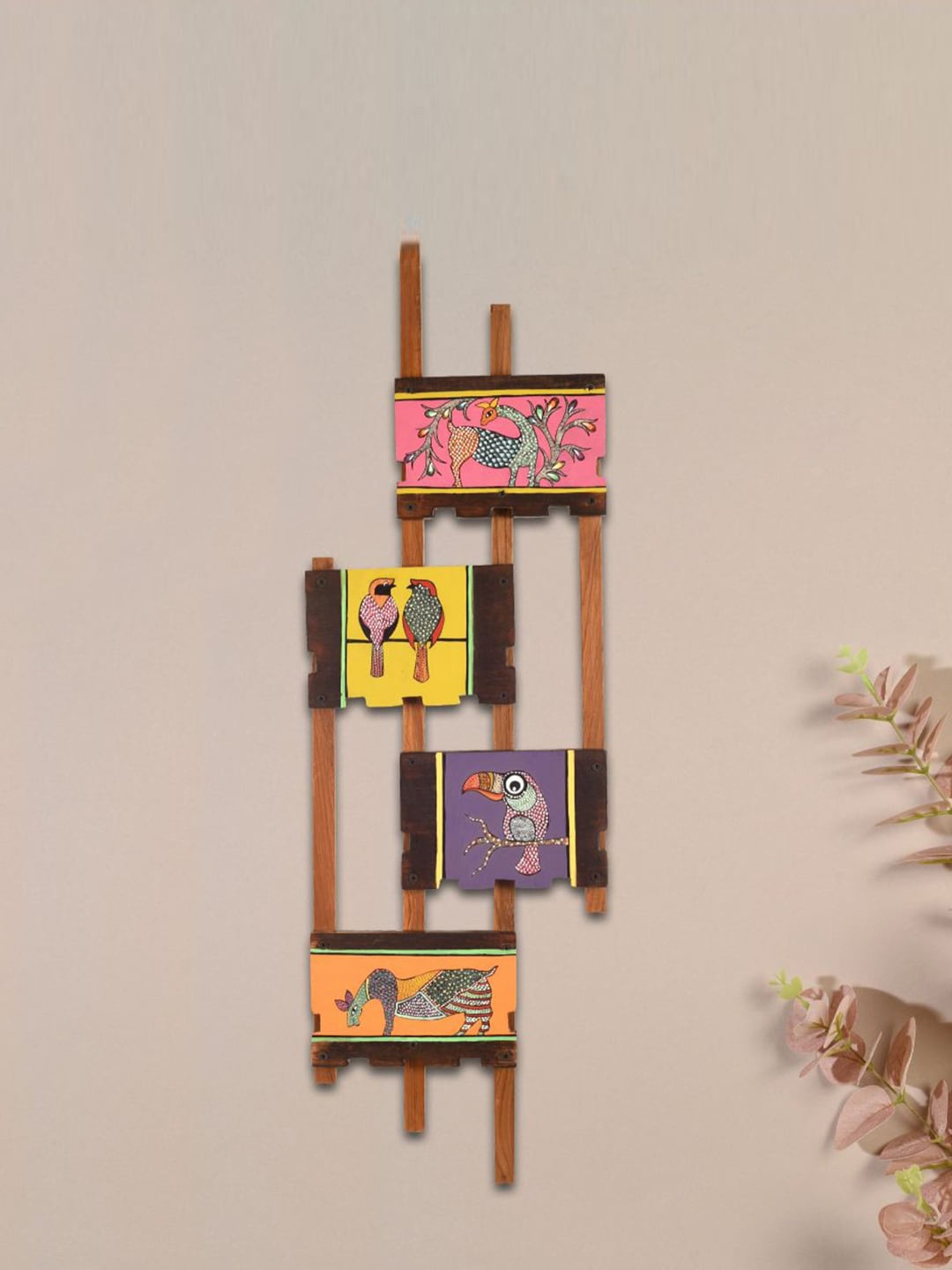 

AAKRITI ART CREATIONS Brown & Pink Natures Creatures Wall Decor Panel