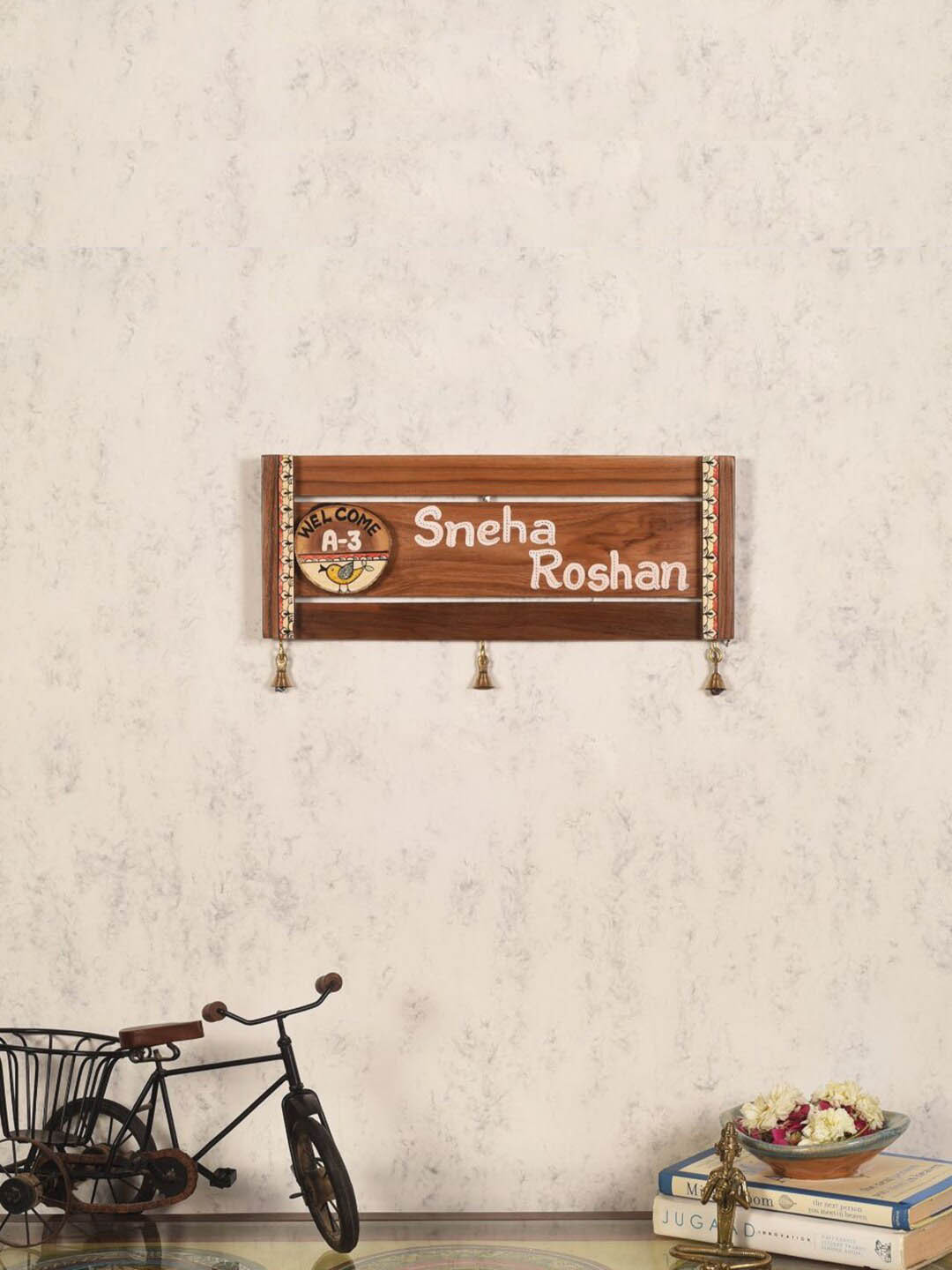 

AAKRITI ART CREATIONS Brown & White Serenade Signatures Nameplate Without Name Plate