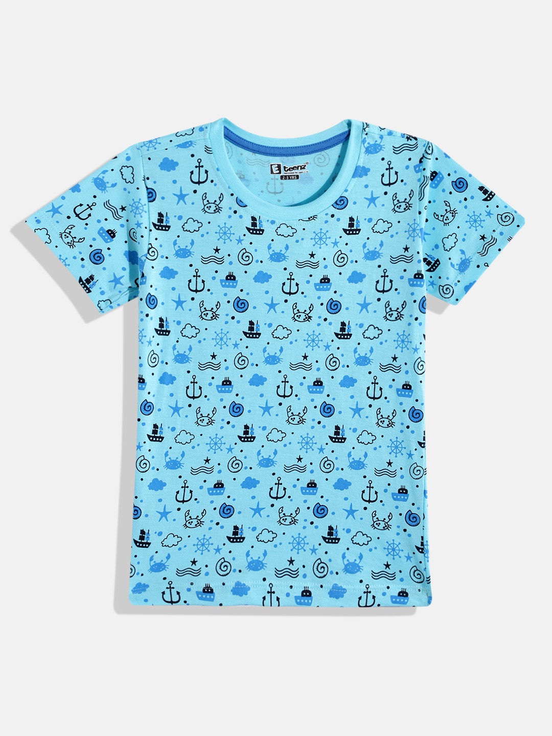 

Eteenz Boys Premium Cotton Conversational Printed T-shirt, Turquoise blue