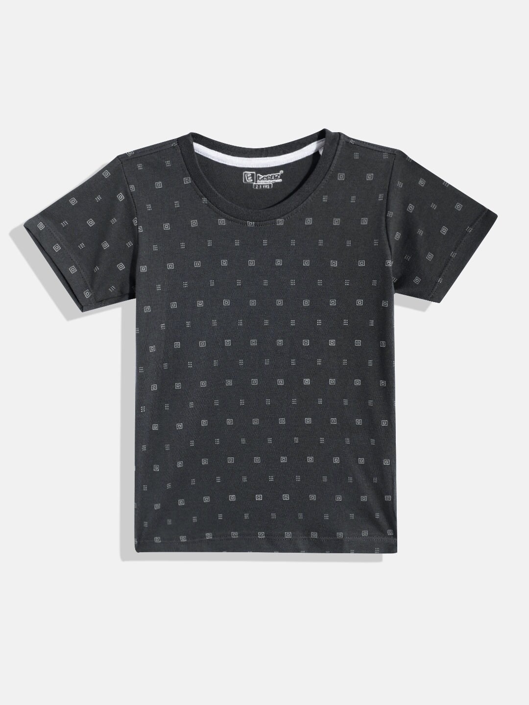 

Eteenz Boys Printed Cotton T-shirt, Charcoal