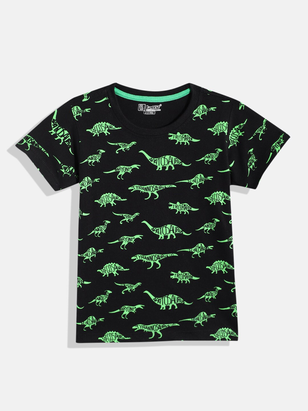 

Eteenz Boys Printed Pure Cotton T-shirt, Black