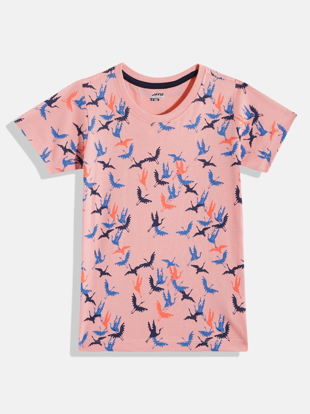 

Eteenz Boys Printed Pure Cotton T-shirt, Peach