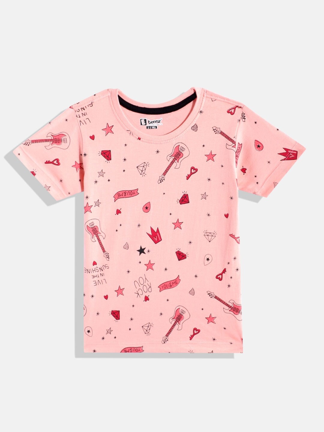 

Eteenz Boys Conversational Printed Cotton T-shirt, Peach
