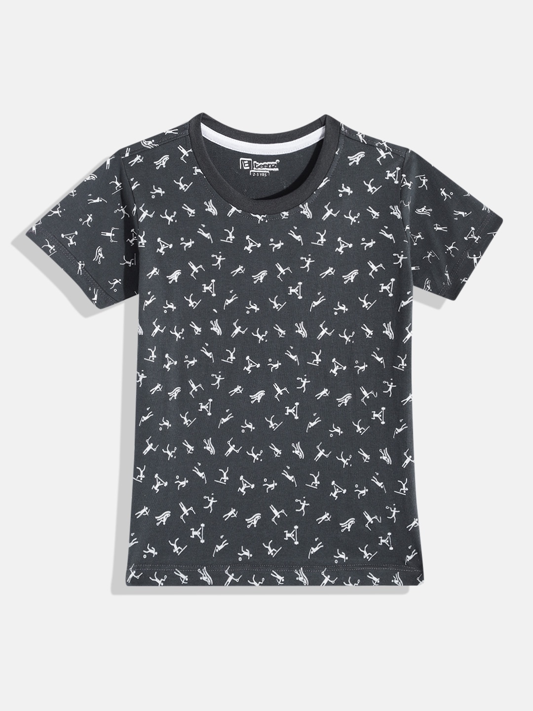 

Eteenz Boys Premium Cotton Conversational Printed T-shirt, Charcoal
