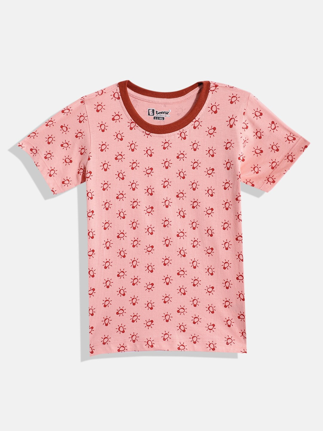 

Eteenz Boys Conversational Printed Cotton T-shirt, Peach