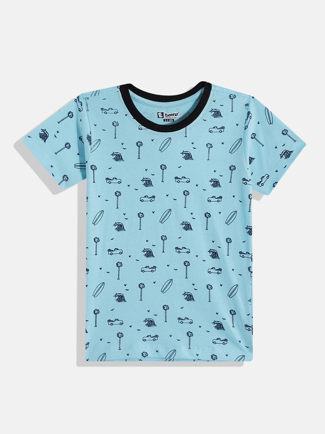 

Eteenz Boys Printed Cotton T-shirt, Blue