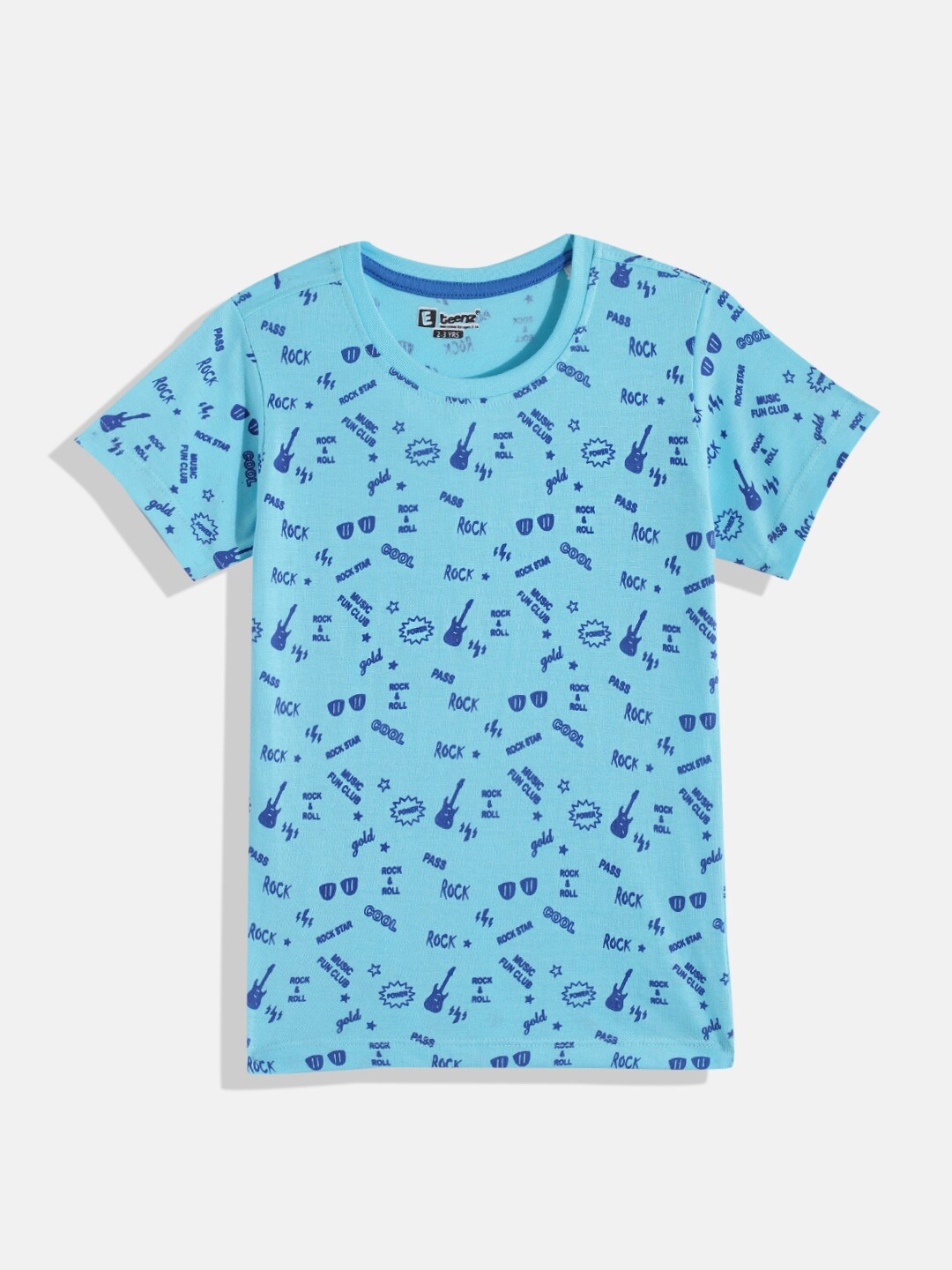 

Eteenz Boys Printed Pure Cotton T-shirt, Blue