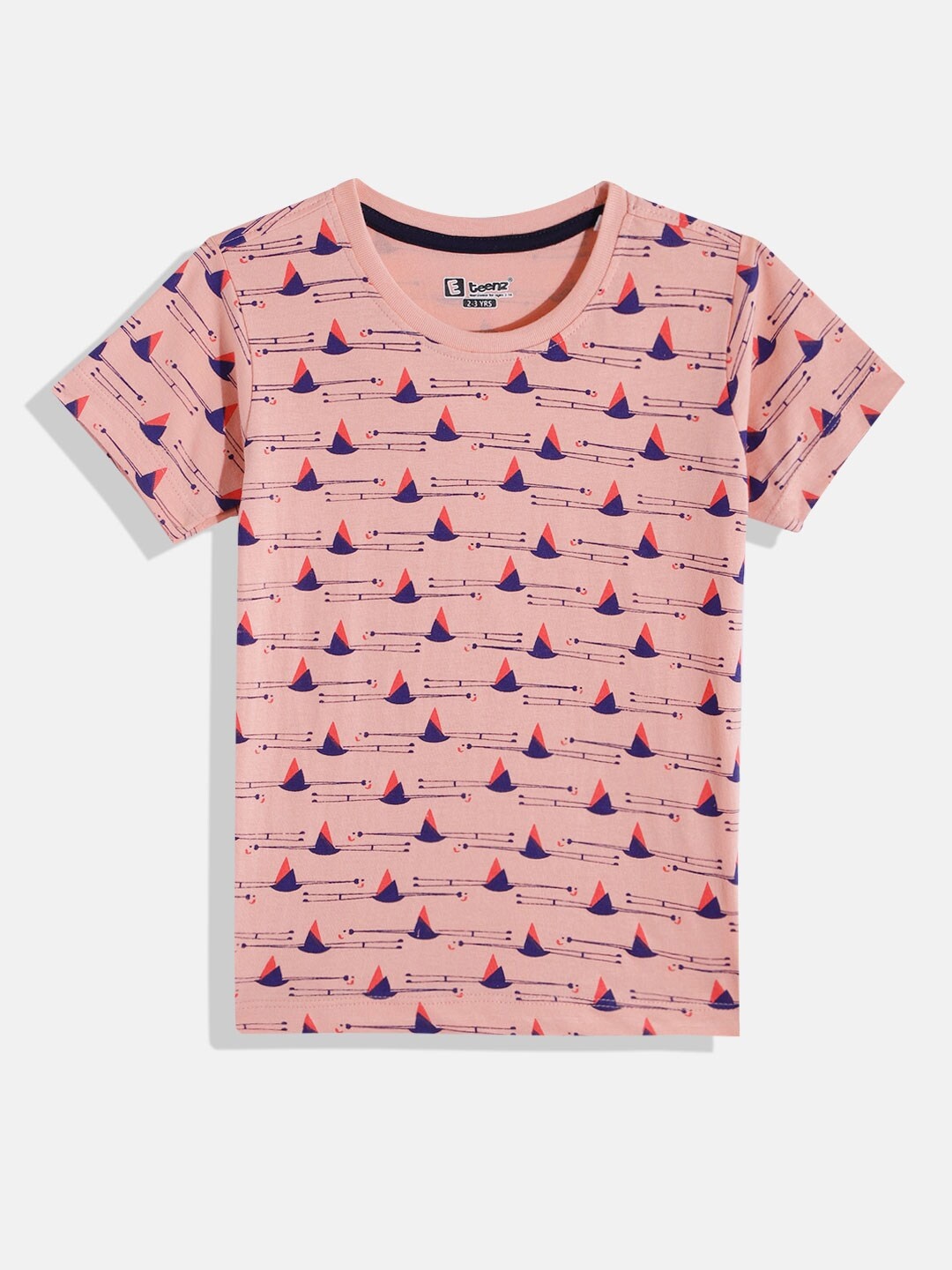 

Eteenz Boys Printed Pure Cotton T-shirt, Peach