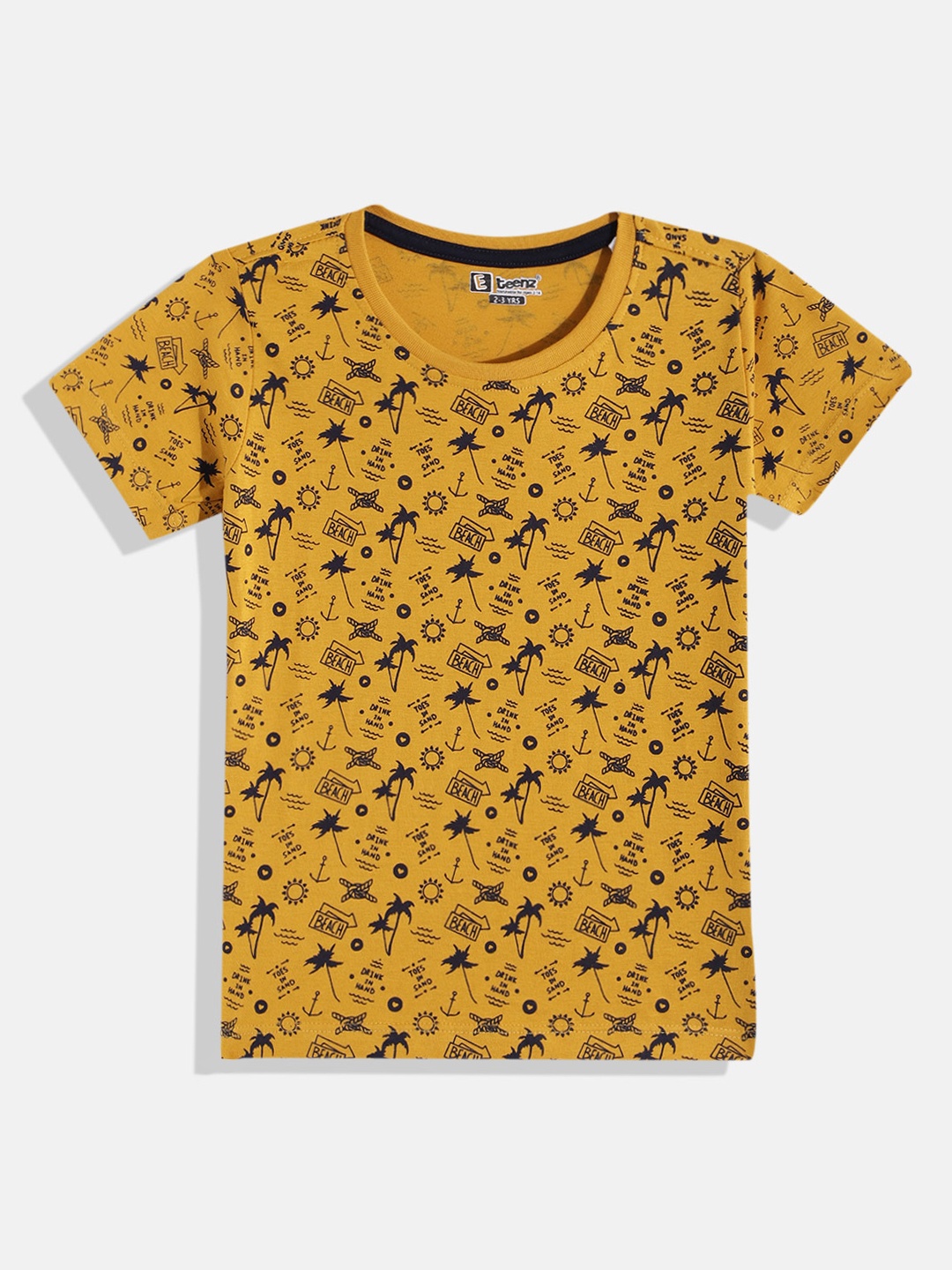 

Eteenz Boys Conversational Printed Premium Cotton T-shirt, Mustard