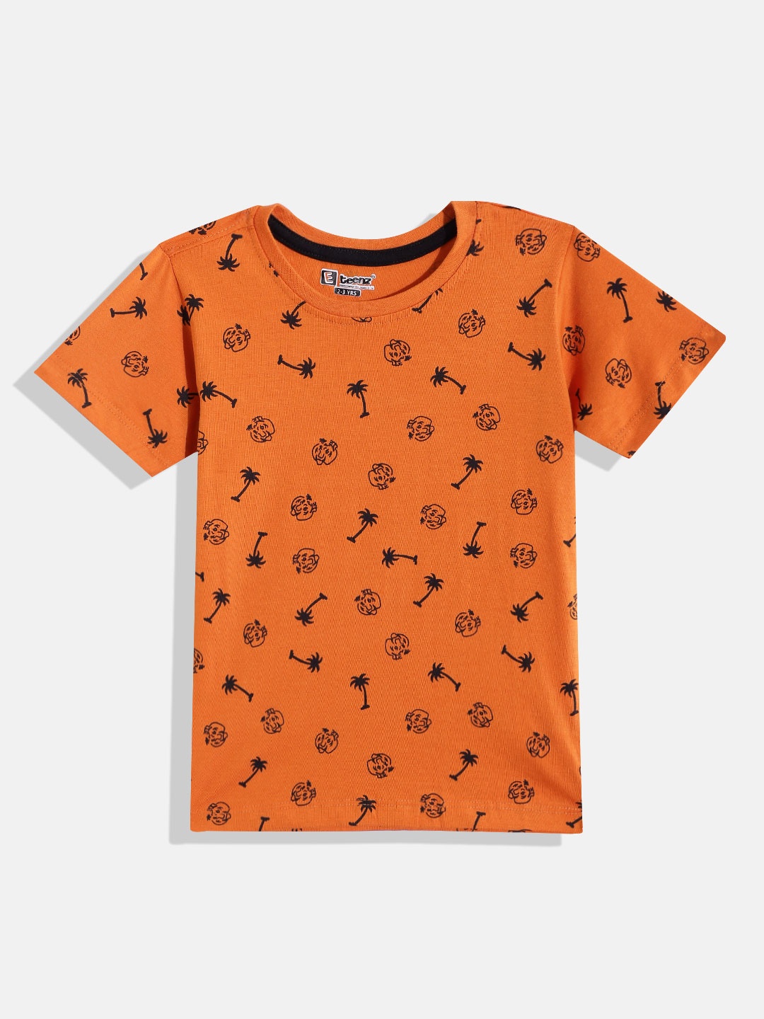 

Eteenz Boys Premium Cotton Conversational Printed T-shirt, Orange
