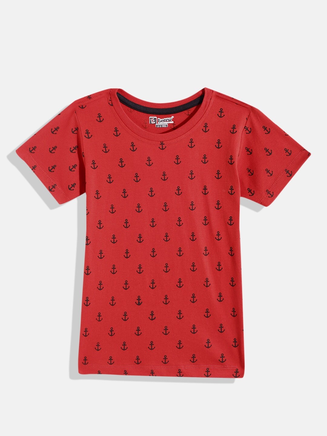

Eteenz Boys Printed Cotton T-shirt, Red