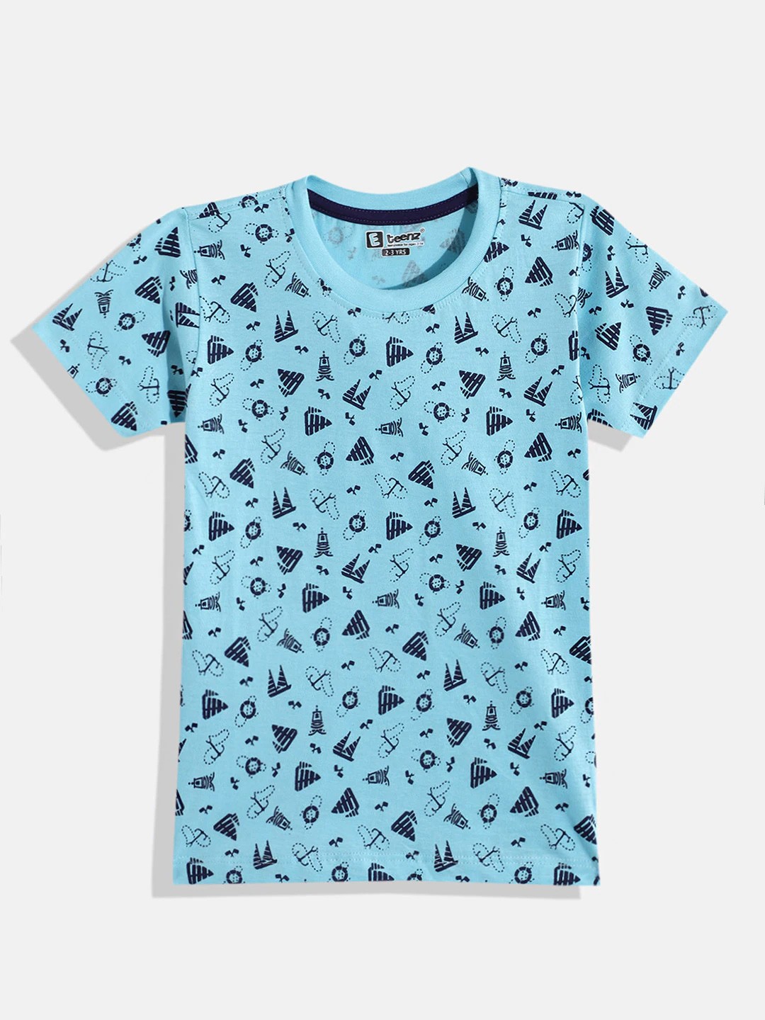 

Eteenz Boys Printed Pure Cotton T-shirt, Blue