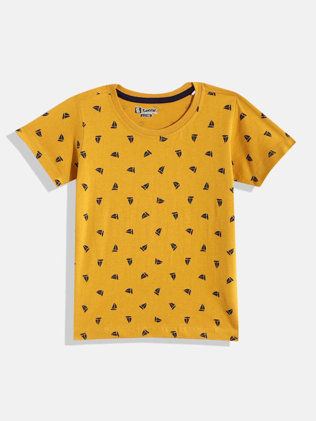

Eteenz Boys Printed Cotton T-shirt, Mustard