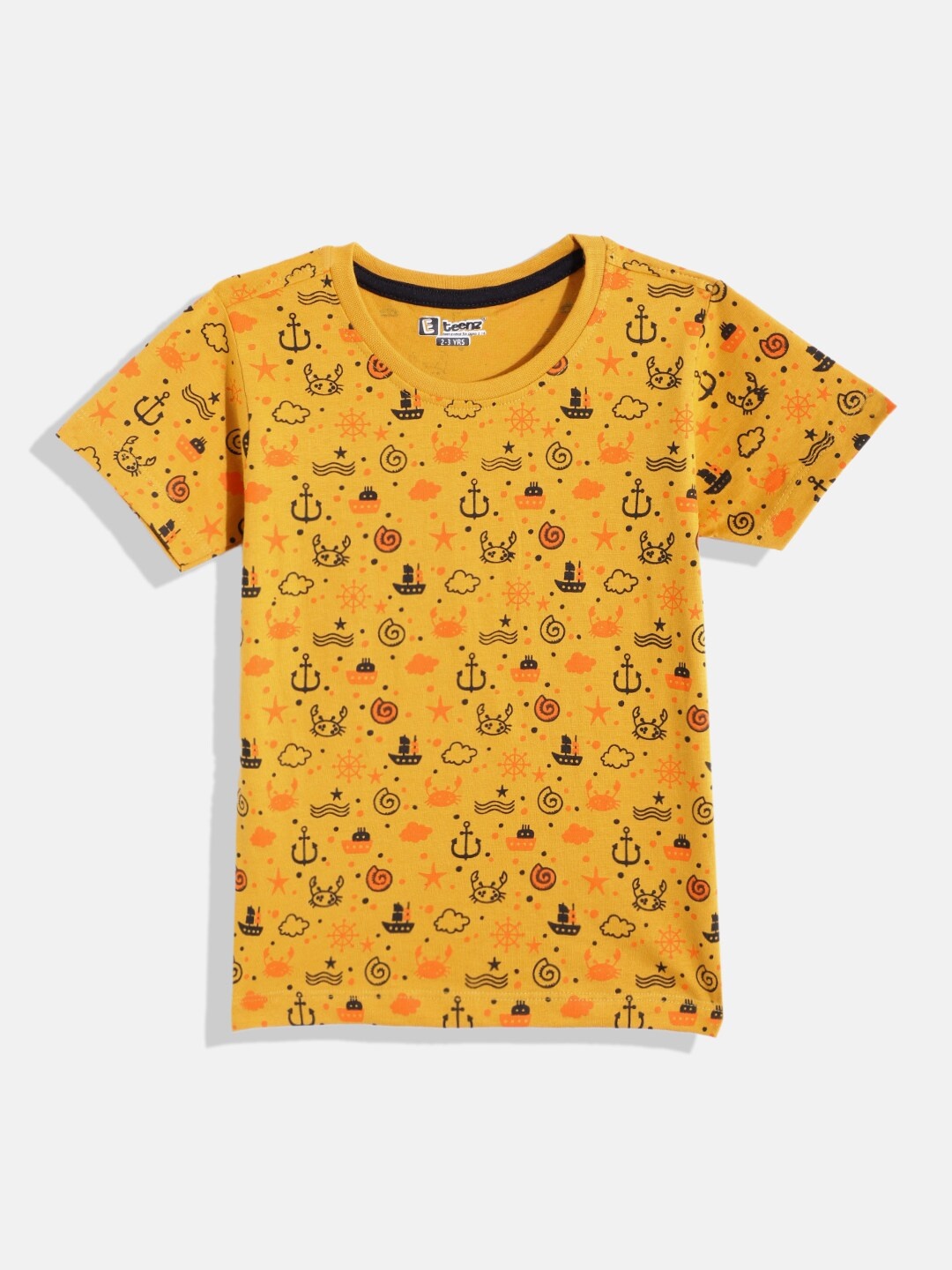 

Eteenz Boys Printed Pure Cotton T-shirt, Yellow