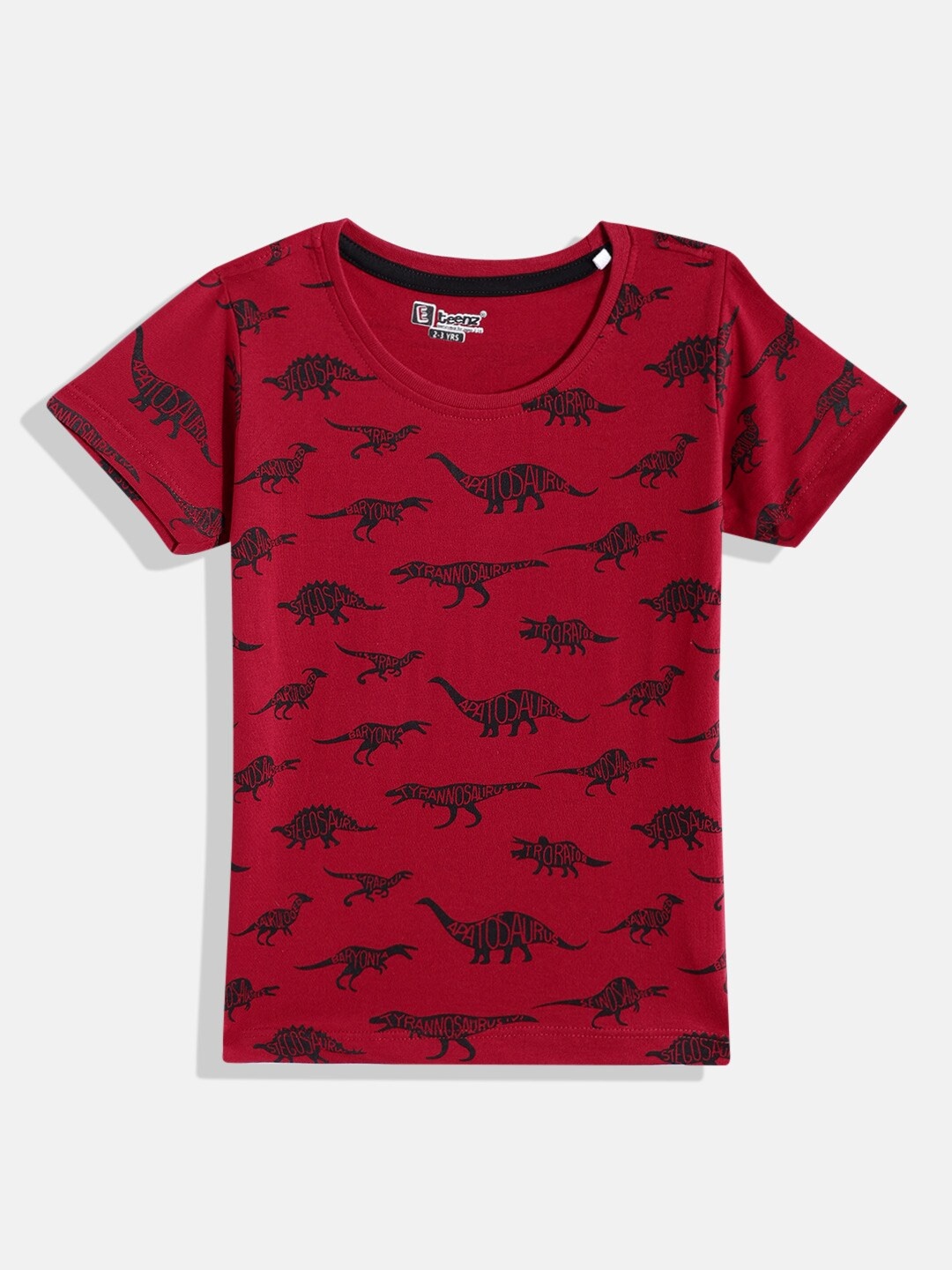 

Eteenz Boys Printed Cotton T-shirt, Maroon