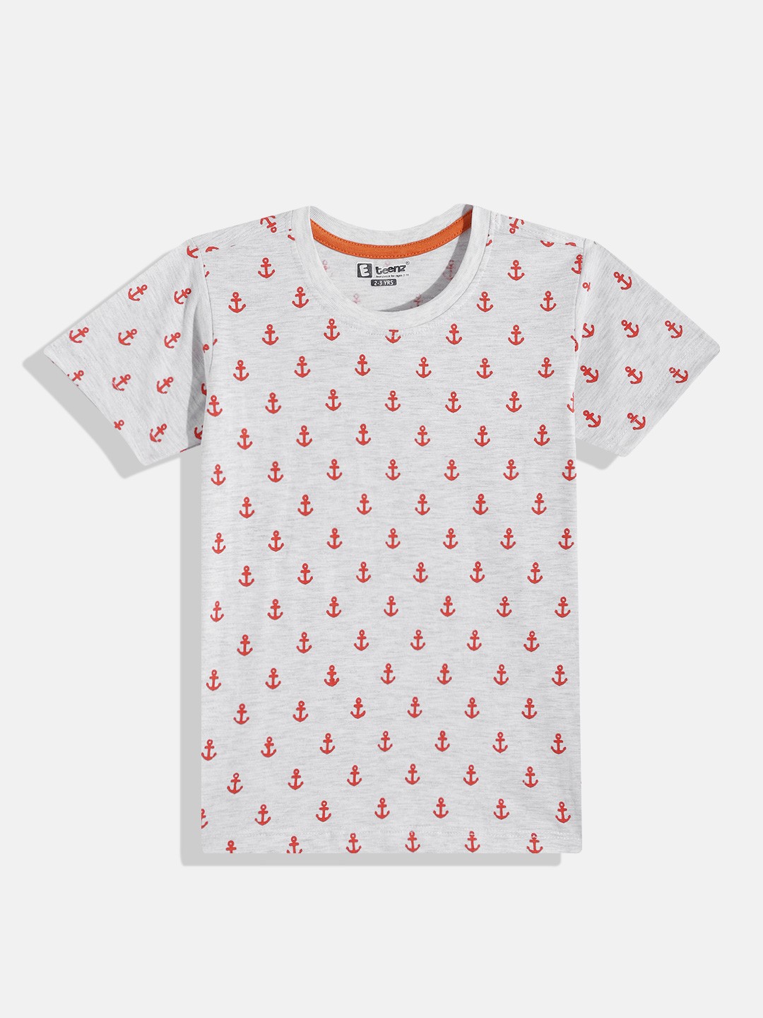 

Eteenz Boys Printed Premium Cotton T-shirt, Grey melange