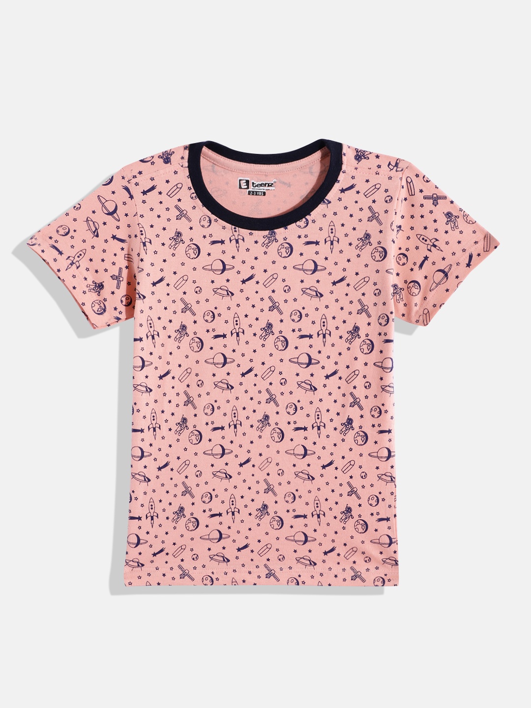 

Eteenz Boys Premium Cotton Conversational Printed T-shirt, Peach