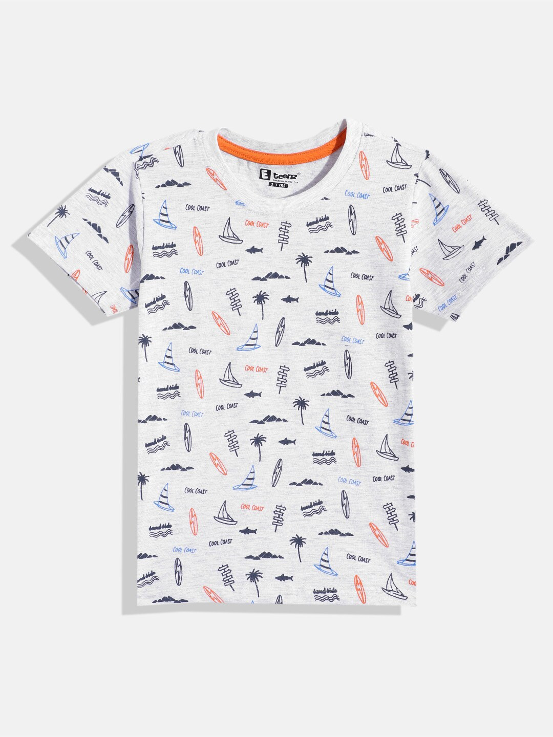 

Eteenz Boys Conversational Printed Cotton T-shirt, Grey melange