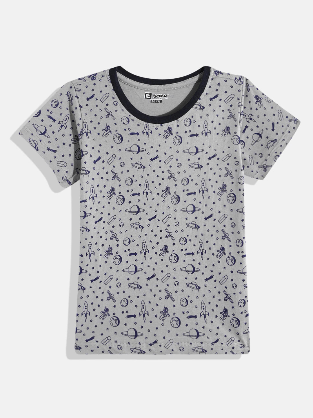 

Eteenz Boys Printed Pure Cotton T-shirt, Grey