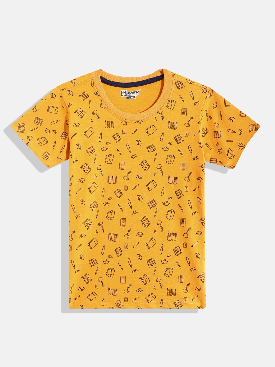 

Eteenz Boys Premium Cotton Conversational Printed T-shirt, Mustard