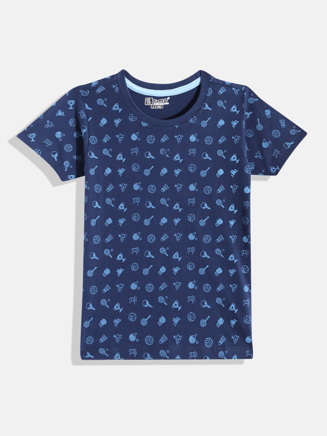 

Eteenz Boys Printed Cotton T-shirt, Navy blue