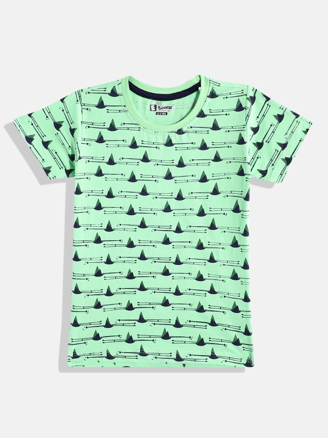 

Eteenz Boys Printed Cotton T-shirt, Green