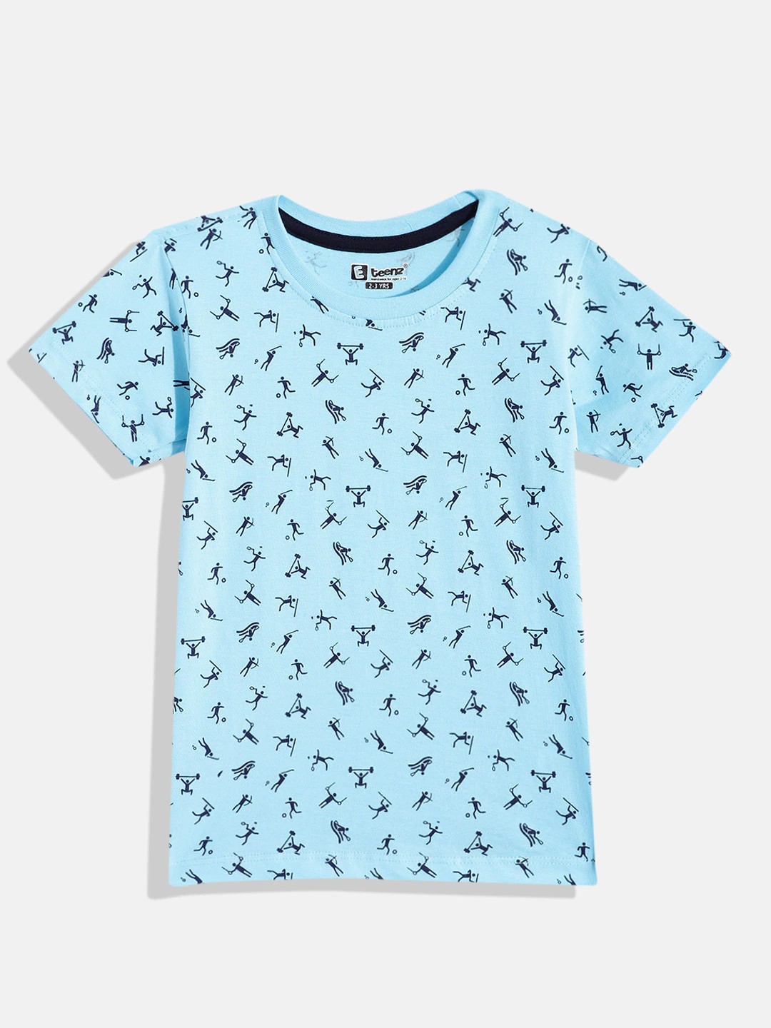 

Eteenz Boys Printed Pure Cotton T-shirt, Blue