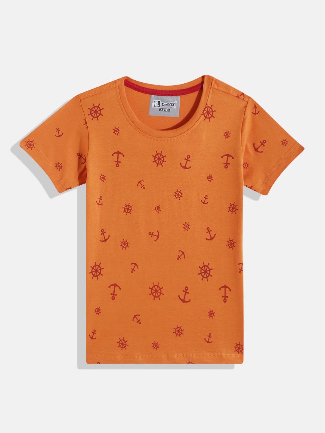 

Eteenz Boys Premium Cotton Nautica Conversational Printed T-shirt, Orange