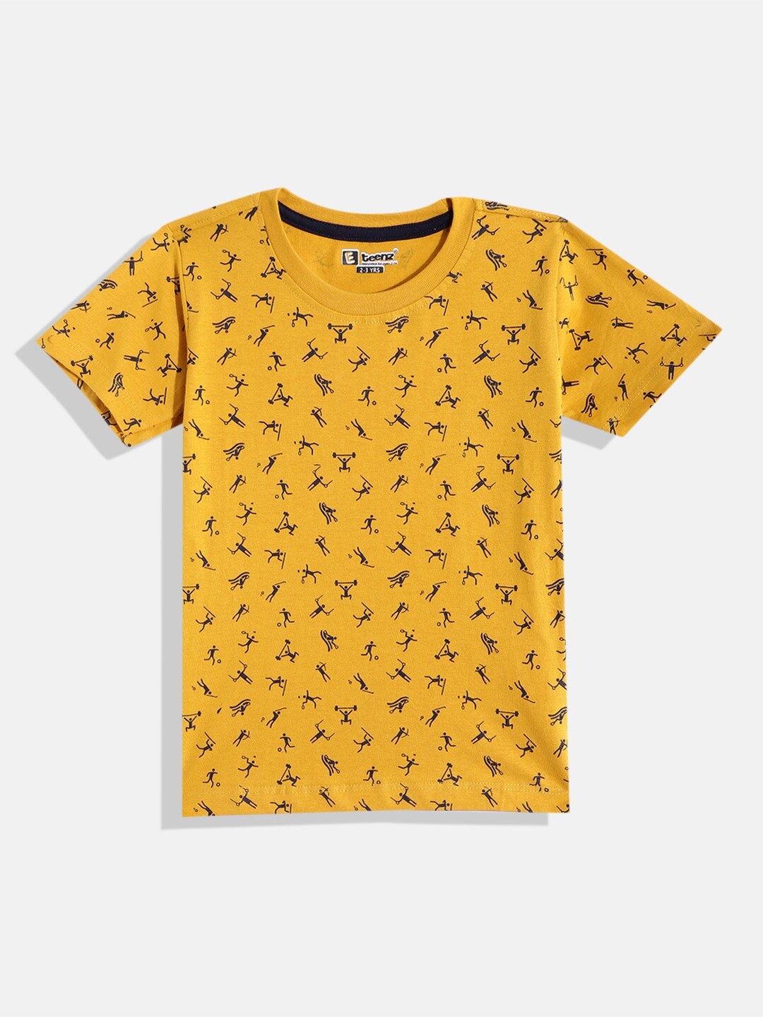 

Eteenz Boys Conversational Printed Cotton T-shirt, Mustard