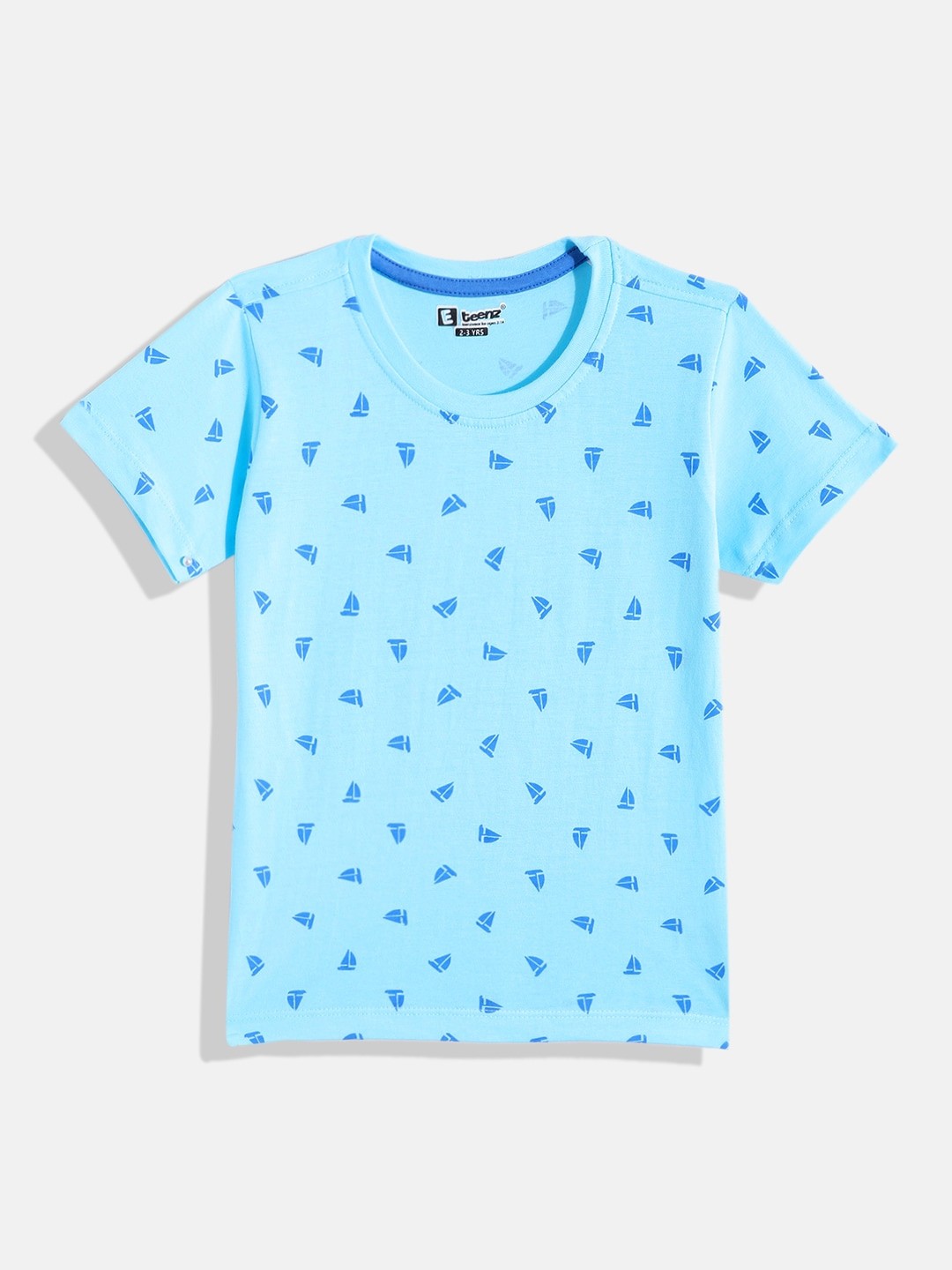 

Eteenz Boys Printed Cotton T-shirt, Blue