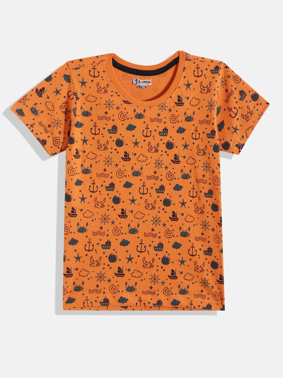 

Eteenz Boys Premium Cotton Conversational Printed T-shirt, Orange